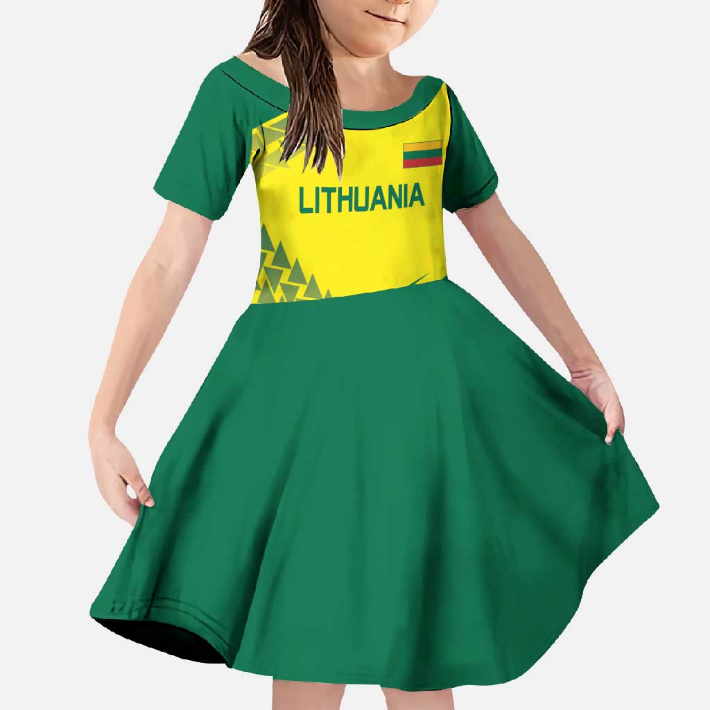 Custom Lithuania Volleyball Family Matching Off Shoulder Maxi Dress and Hawaiian Shirt Go Champion Sporty Style - Wonder Print Shop