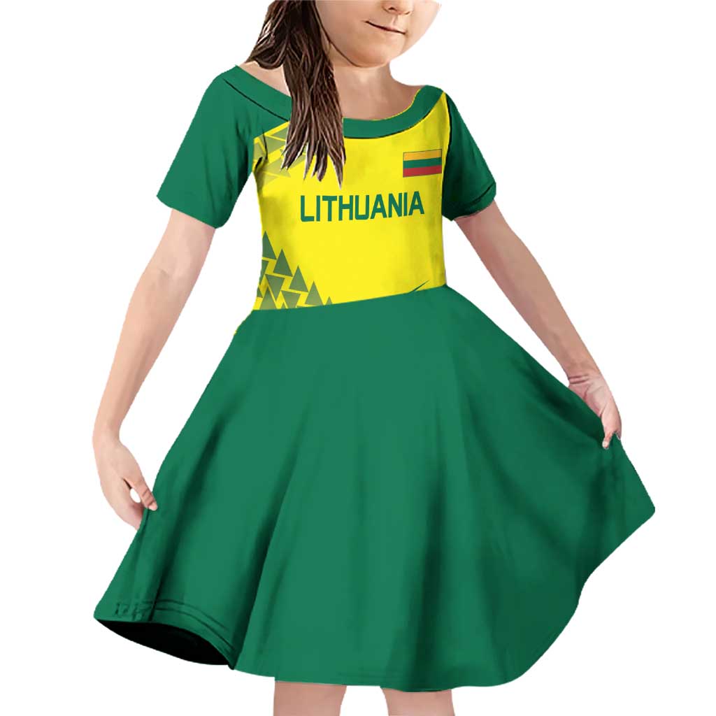 Custom Lithuania Volleyball Family Matching Off Shoulder Short Dress and Hawaiian Shirt Go Champion Sporty Style - Wonder Print Shop