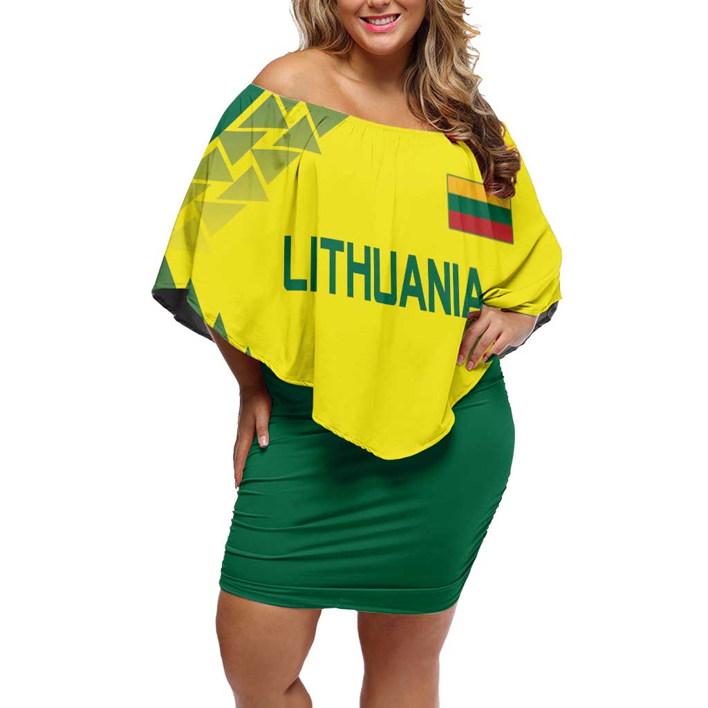 Custom Lithuania Volleyball Family Matching Off Shoulder Short Dress and Hawaiian Shirt Go Champion Sporty Style - Wonder Print Shop