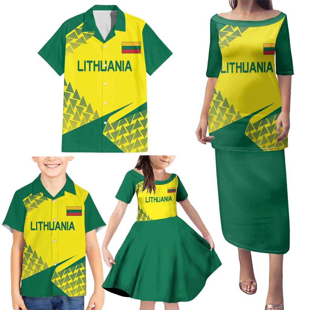 Custom Lithuania Volleyball Family Matching Puletasi and Hawaiian Shirt Go Champion Sporty Style - Wonder Print Shop