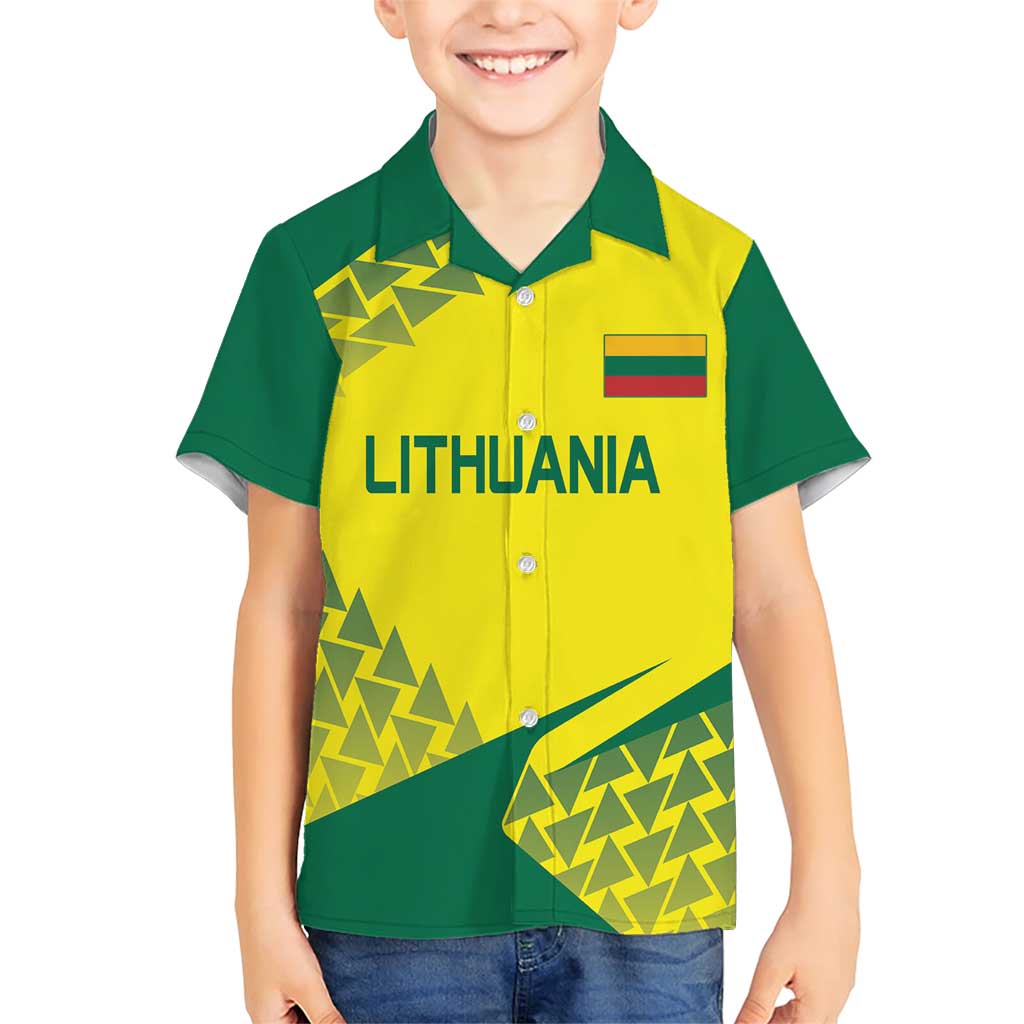 Custom Lithuania Volleyball Family Matching Short Sleeve Bodycon Dress and Hawaiian Shirt Go Champion Sporty Style - Wonder Print Shop