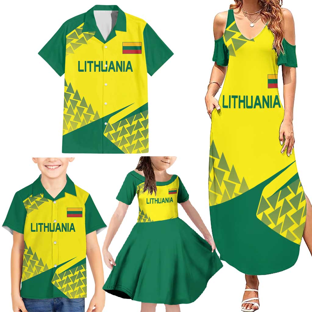Custom Lithuania Volleyball Family Matching Summer Maxi Dress and Hawaiian Shirt Go Champion Sporty Style - Wonder Print Shop