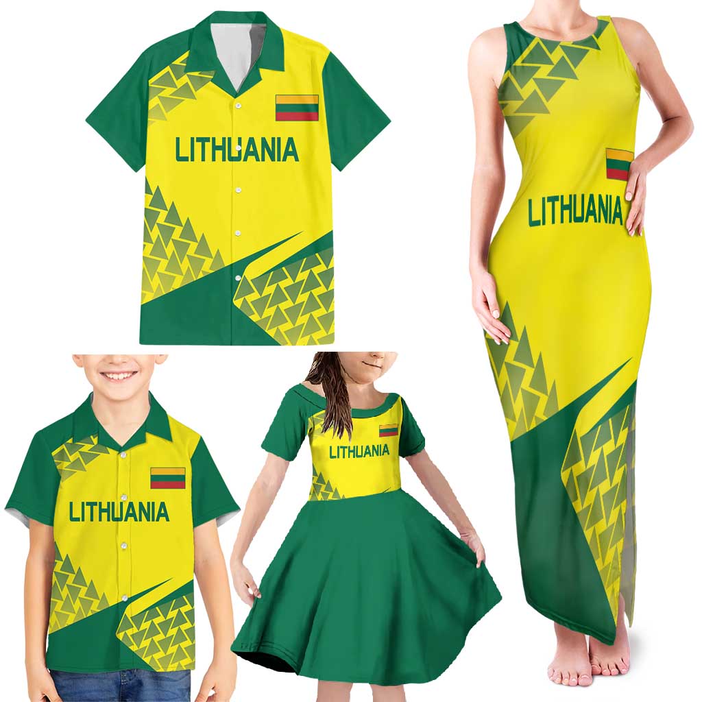 Custom Lithuania Volleyball Family Matching Tank Maxi Dress and Hawaiian Shirt Go Champion Sporty Style - Wonder Print Shop
