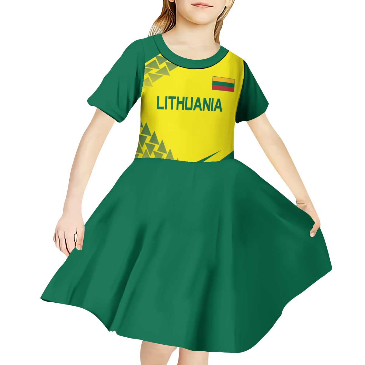 Custom Lithuania Volleyball Kid Short Sleeve Dress Go Champion Sporty Style - Wonder Print Shop