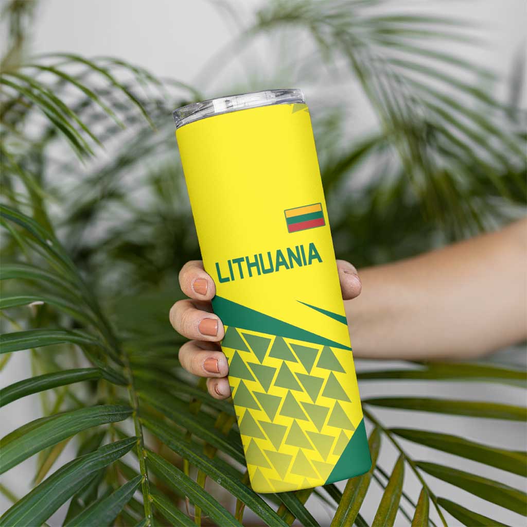 Custom Lithuania Volleyball Skinny Tumbler Go Champion Sporty Style - Wonder Print Shop