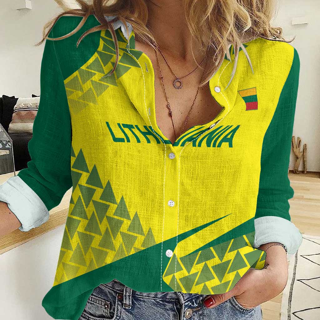 Custom Lithuania Volleyball Women Casual Shirt Go Champion Sporty Style - Wonder Print Shop