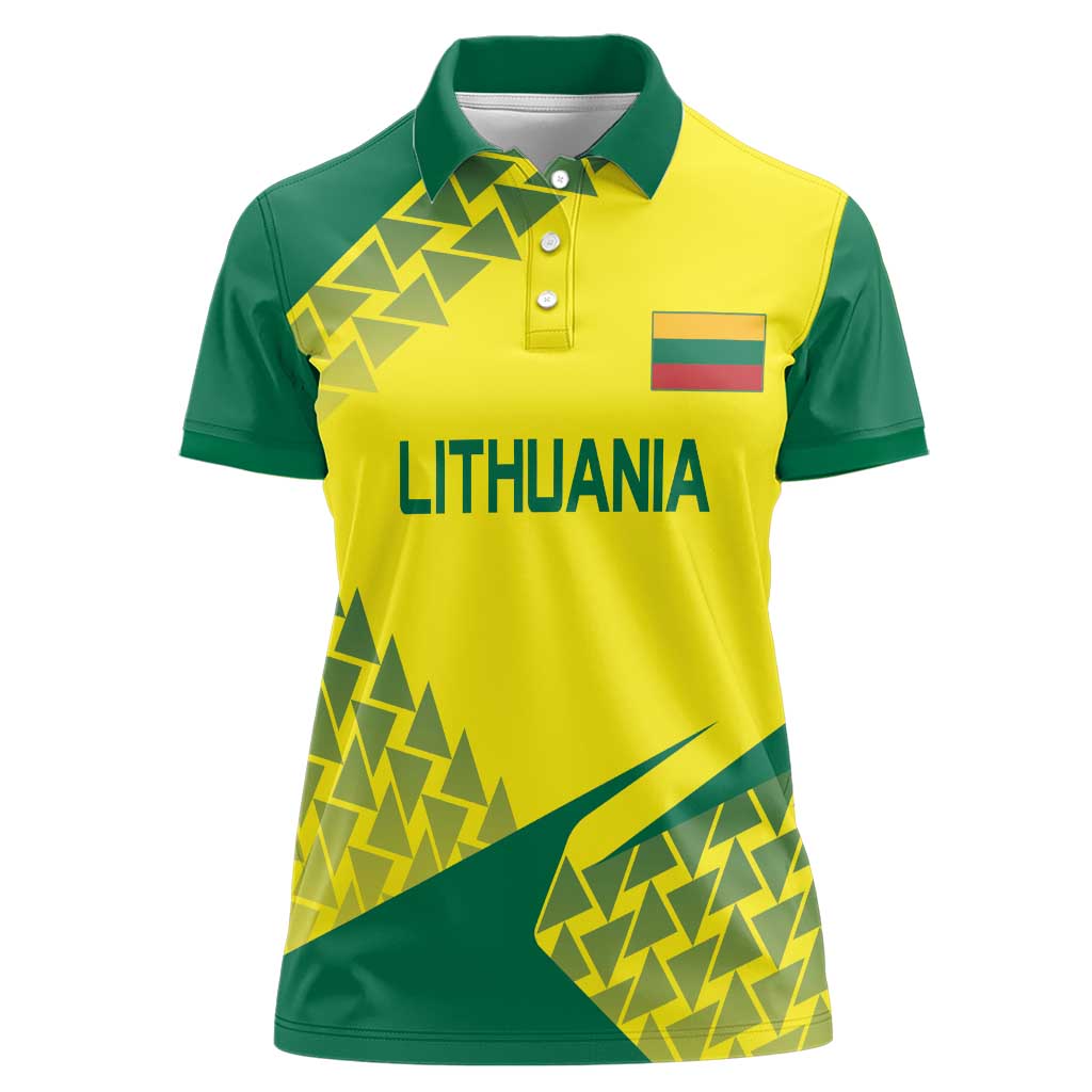 Custom Lithuania Volleyball Women Polo Shirt Go Champion Sporty Style - Wonder Print Shop