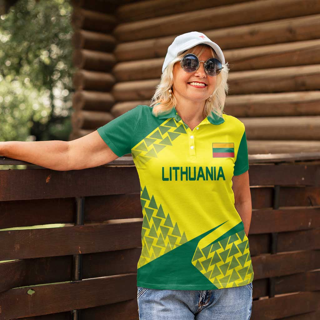 Custom Lithuania Volleyball Women Polo Shirt Go Champion Sporty Style - Wonder Print Shop