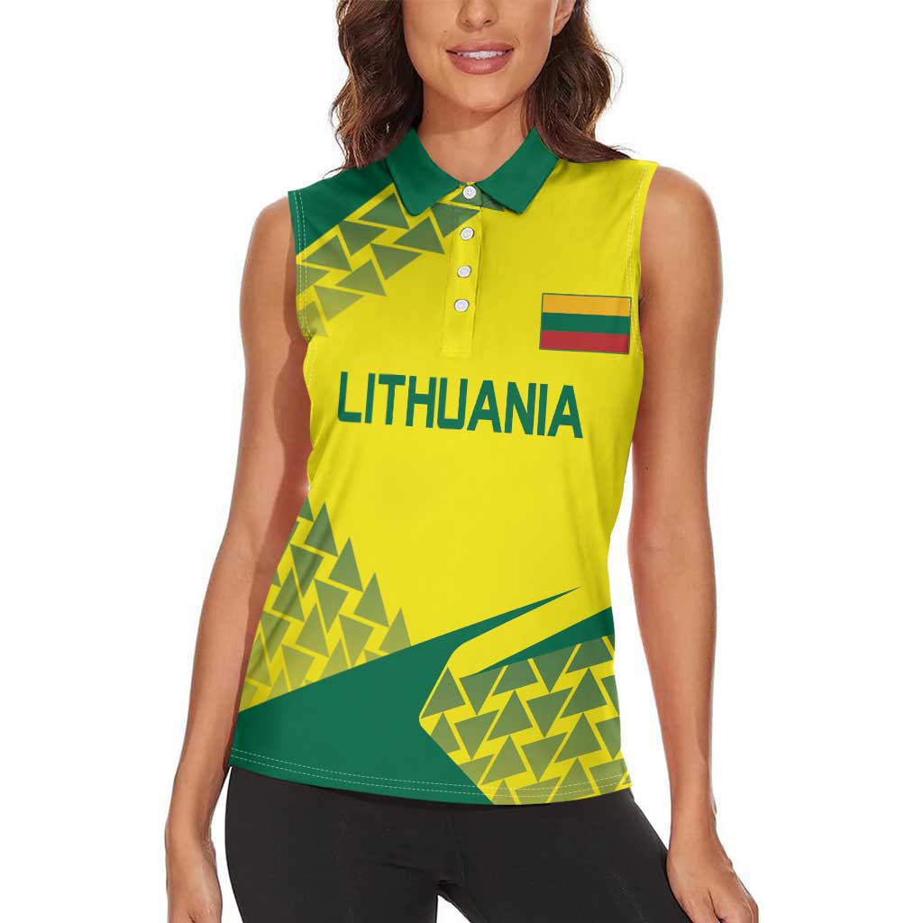 Custom Lithuania Volleyball Women Sleeveless Polo Shirt Go Champion Sporty Style - Wonder Print Shop