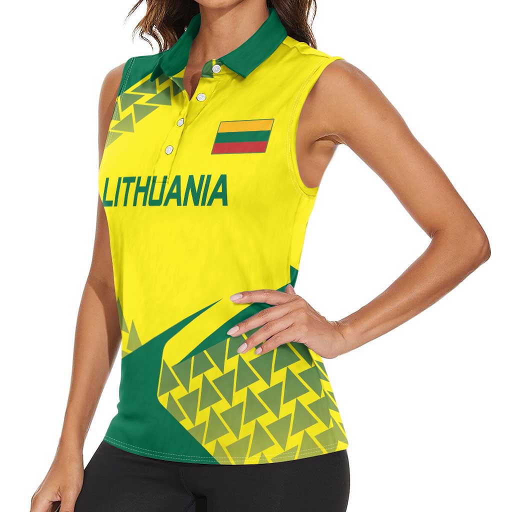 Custom Lithuania Volleyball Women Sleeveless Polo Shirt Go Champion Sporty Style - Wonder Print Shop