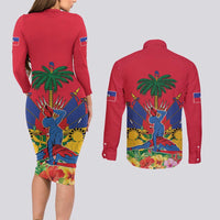 Haiti Independence Day Couples Matching Long Sleeve Bodycon Dress and Long Sleeve Button Shirt Le Marron Inconnu Unity Makes Strength - Wonder Print Shop