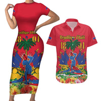 Haiti Independence Day Couples Matching Short Sleeve Bodycon Dress and Hawaiian Shirt Le Marron Inconnu Unity Makes Strength - Wonder Print Shop