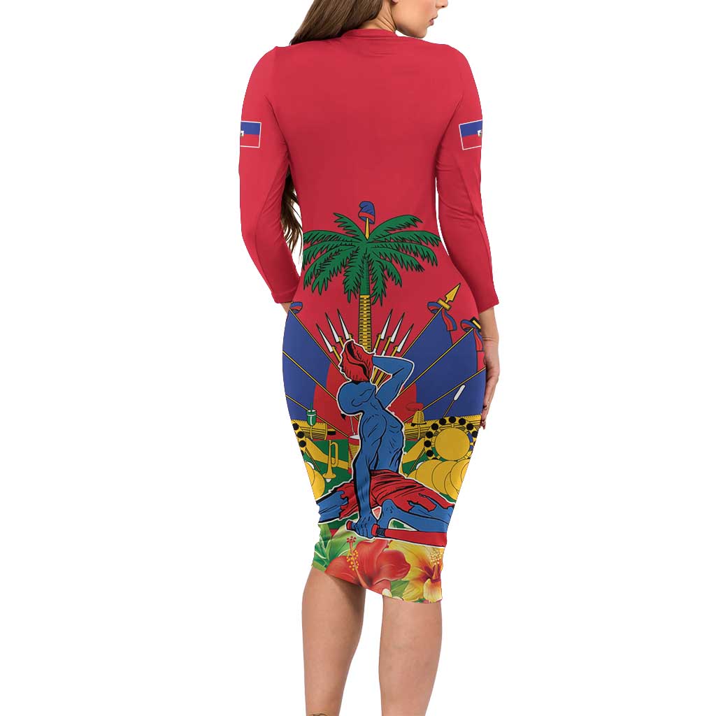 Haiti Independence Day Family Matching Long Sleeve Bodycon Dress and Hawaiian Shirt Le Marron Inconnu Unity Makes Strength - Wonder Print Shop