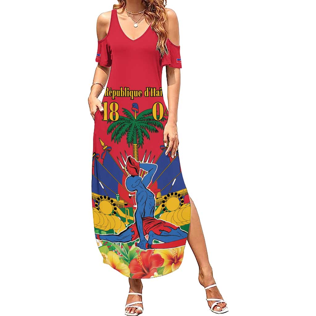 Haiti Independence Day Family Matching Summer Maxi Dress and Hawaiian Shirt Le Marron Inconnu Unity Makes Strength - Wonder Print Shop