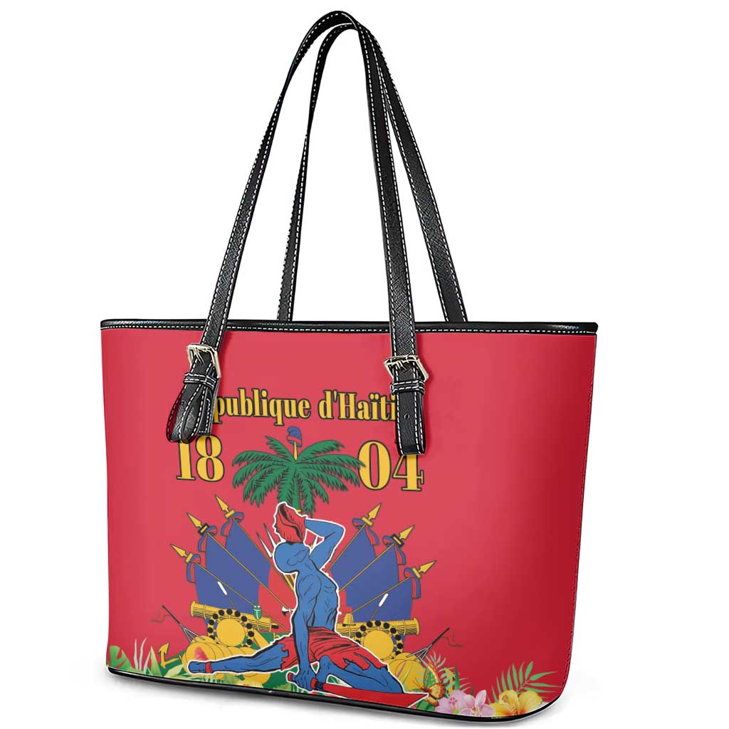 Haiti Independence Day Leather Tote Bag Le Marron Inconnu Unity Makes Strength - Wonder Print Shop