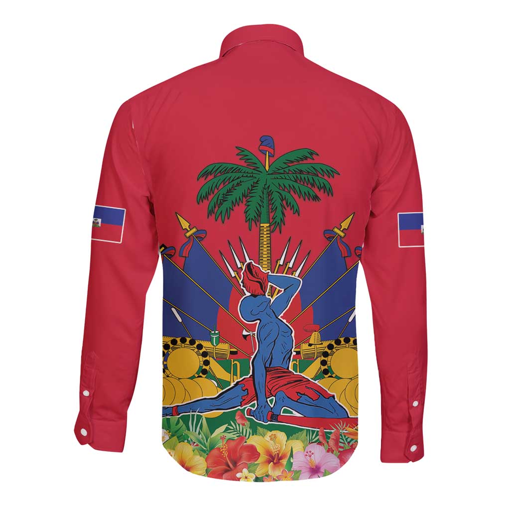 Haiti Independence Day Long Sleeve Button Shirt Le Marron Inconnu Unity Makes Strength - Wonder Print Shop