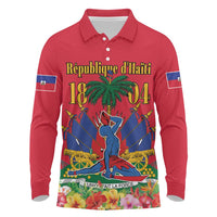 Haiti Independence Day Long Sleeve Polo Shirt Le Marron Inconnu Unity Makes Strength - Wonder Print Shop