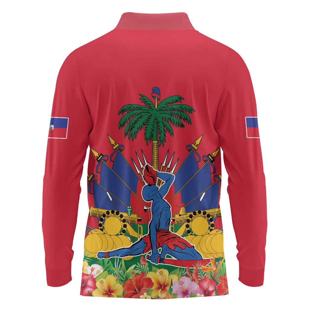 Haiti Independence Day Long Sleeve Polo Shirt Le Marron Inconnu Unity Makes Strength - Wonder Print Shop