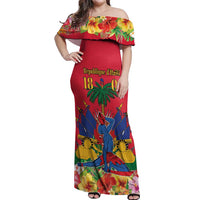 Haiti Independence Day Off Shoulder Maxi Dress Le Marron Inconnu Unity Makes Strength - Wonder Print Shop