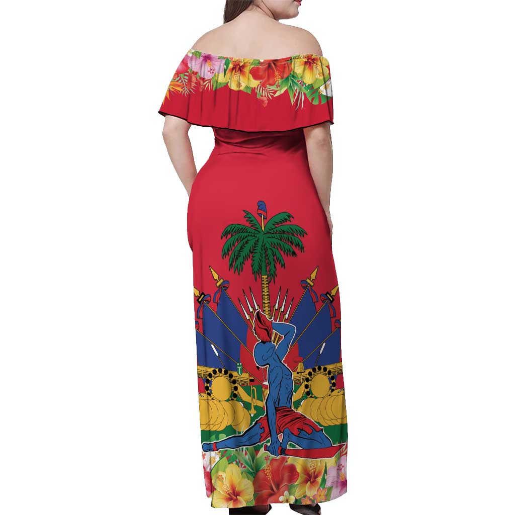 Haiti Independence Day Off Shoulder Maxi Dress Le Marron Inconnu Unity Makes Strength - Wonder Print Shop