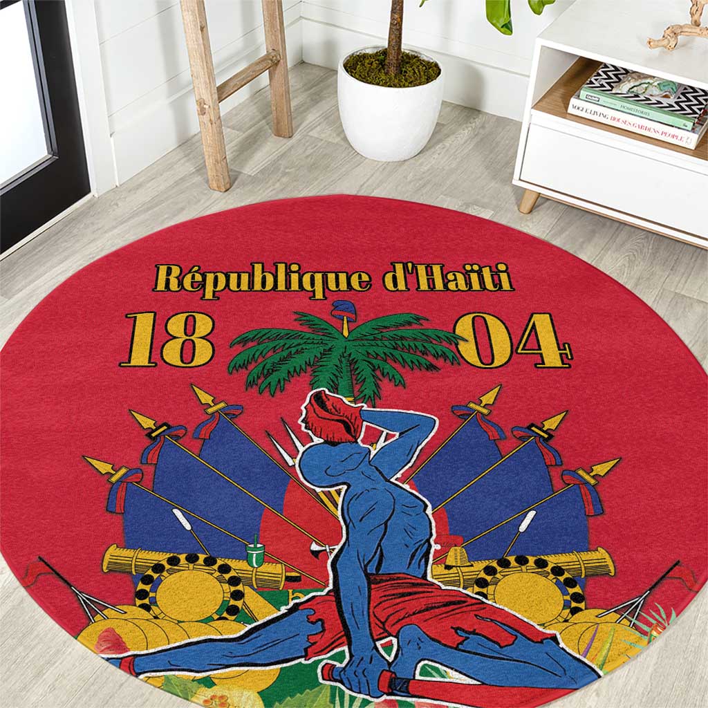 Haiti Independence Day Round Carpet Le Marron Inconnu Unity Makes Strength