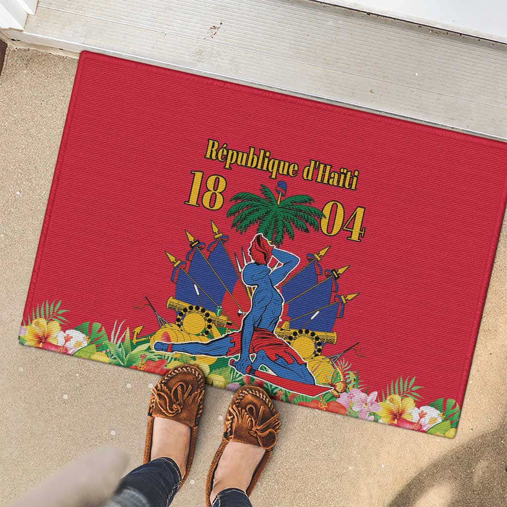 Haiti Independence Day Rubber Doormat Le Marron Inconnu Unity Makes Strength - Wonder Print Shop