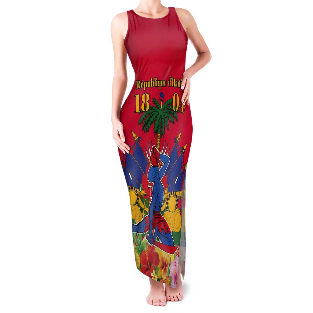 Haiti Independence Day Tank Maxi Dress Le Marron Inconnu Unity Makes Strength - Wonder Print Shop