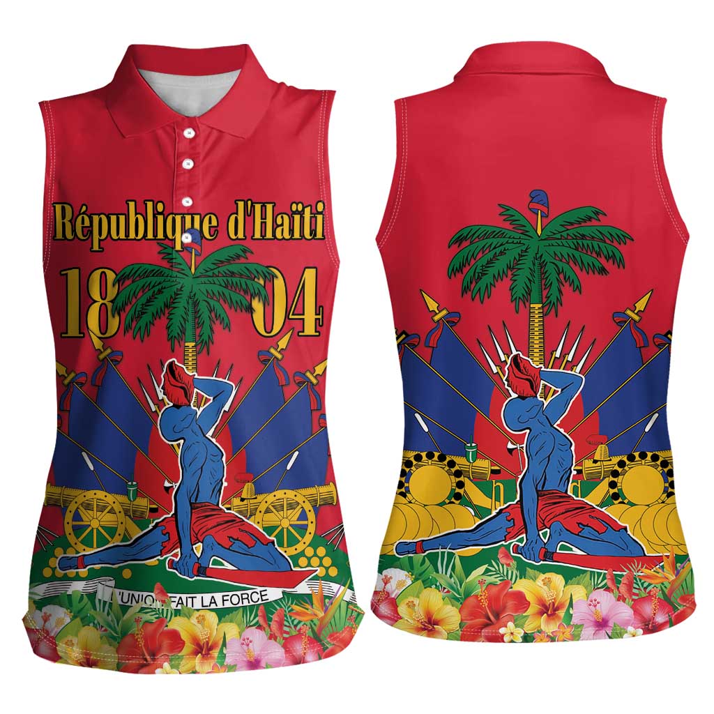 Haiti Independence Day Women Sleeveless Polo Shirt Le Marron Inconnu Unity Makes Strength - Wonder Print Shop
