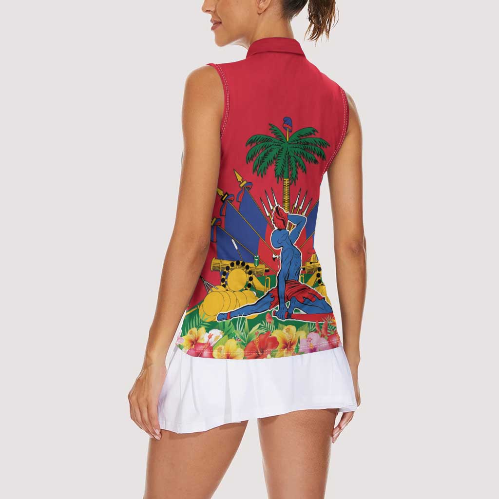 Haiti Independence Day Women Sleeveless Polo Shirt Le Marron Inconnu Unity Makes Strength - Wonder Print Shop