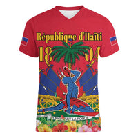 Haiti Independence Day Women V-Neck T-Shirt Le Marron Inconnu Unity Makes Strength - Wonder Print Shop