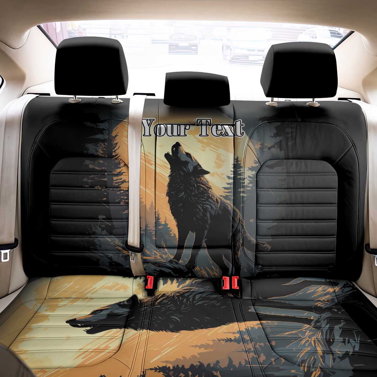 Personalized Estonia Back Car Seat Cover Wolf Howling At The Moon - Wonder Print Shop