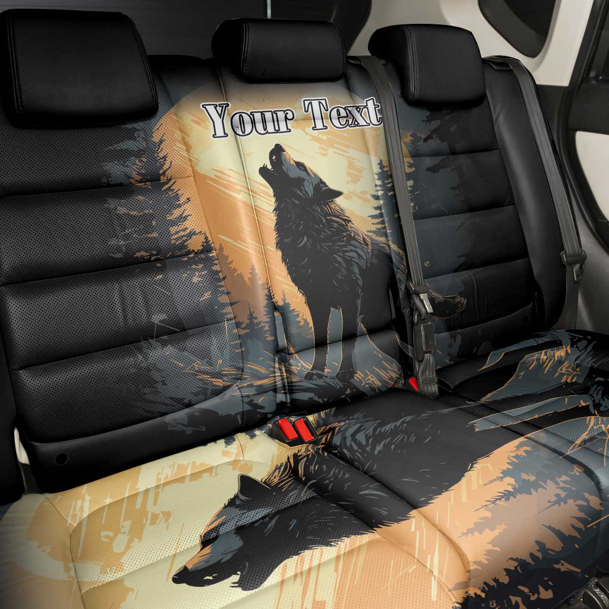 Personalized Estonia Back Car Seat Cover Wolf Howling At The Moon - Wonder Print Shop