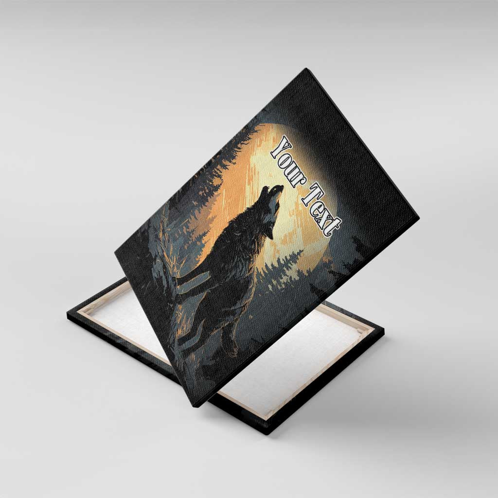 Personalized Estonia Canvas Wall Art Wolf Howling At The Moon - Wonder Print Shop