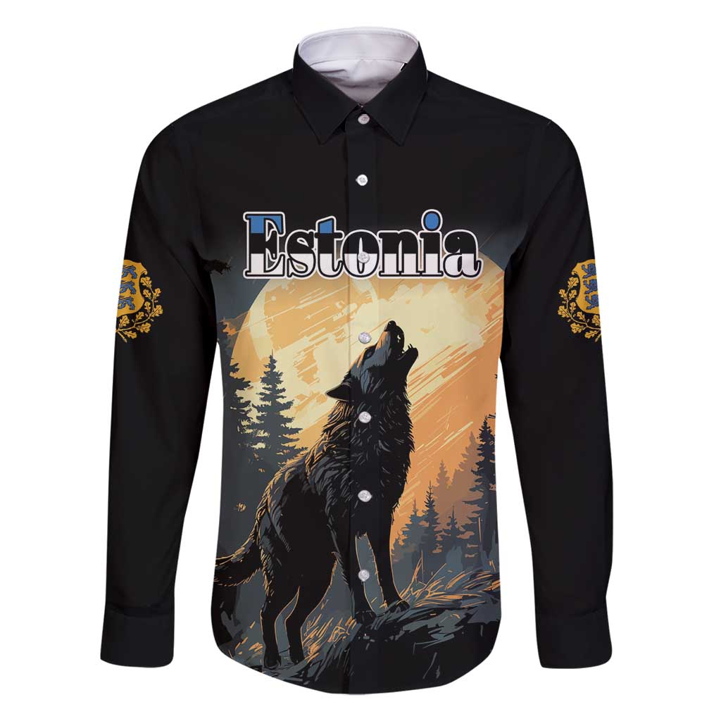 Personalized Estonia Family Matching Off Shoulder Maxi Dress and Hawaiian Shirt Wolf Howling At The Moon - Wonder Print Shop