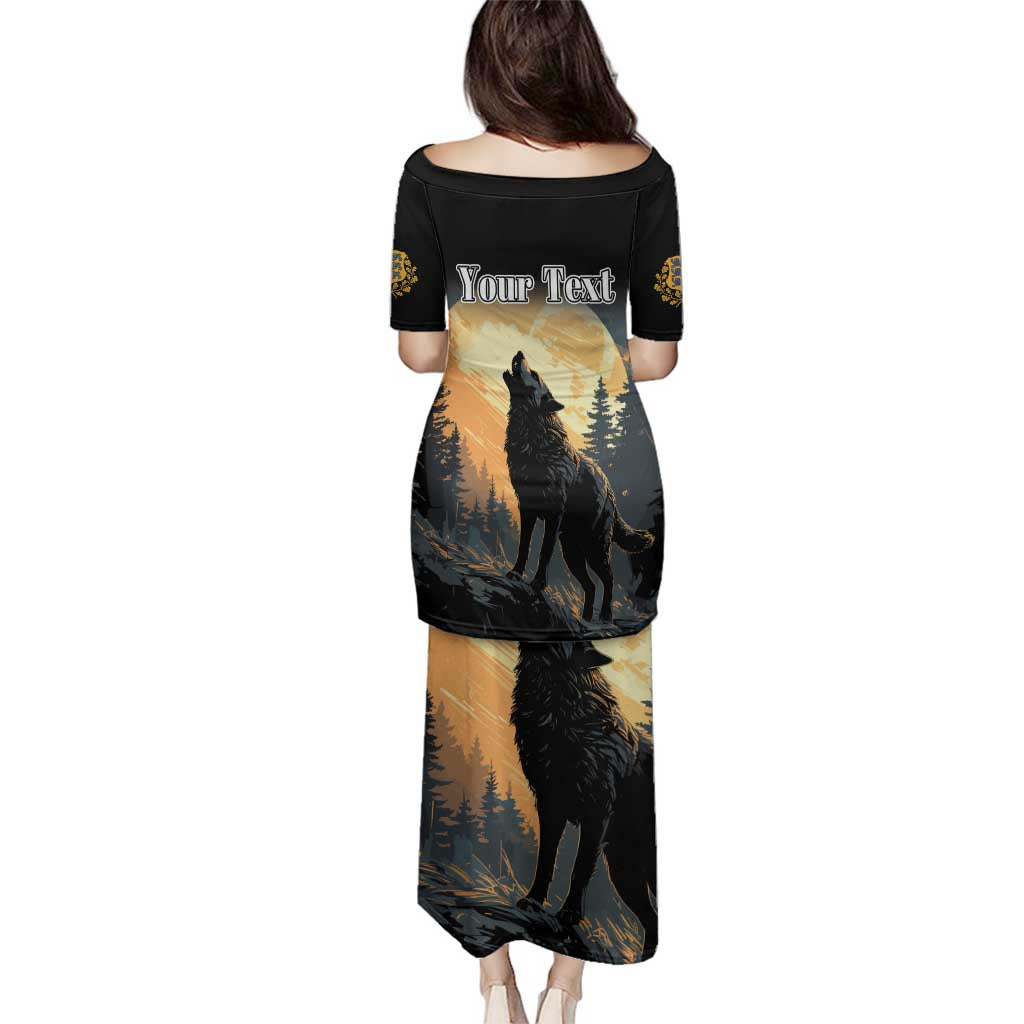 Personalized Estonia Family Matching Puletasi and Hawaiian Shirt Wolf Howling At The Moon - Wonder Print Shop