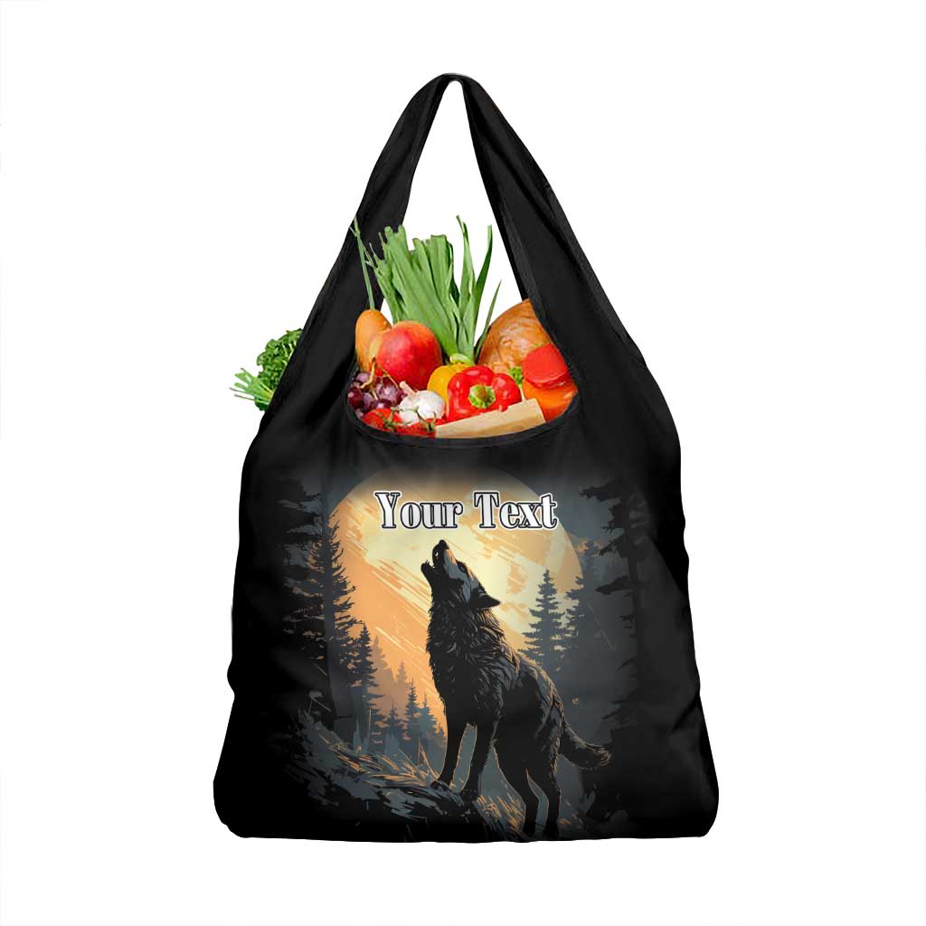 Personalized Estonia Grocery Bag Wolf Howling At The Moon