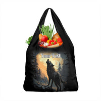 Personalized Estonia Grocery Bag Wolf Howling At The Moon