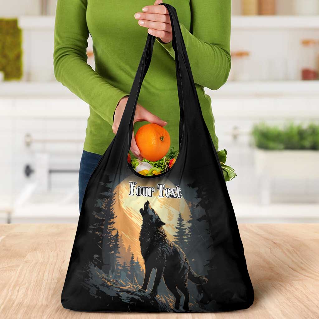 Personalized Estonia Grocery Bag Wolf Howling At The Moon
