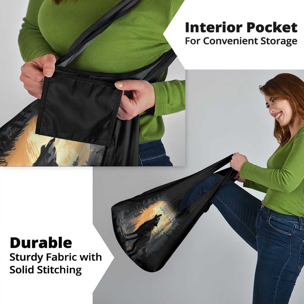 Personalized Estonia Grocery Bag Wolf Howling At The Moon