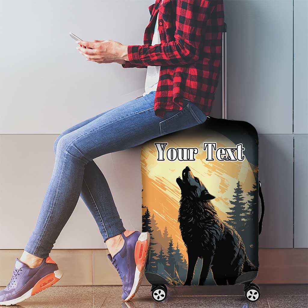 Personalized Estonia Luggage Cover Wolf Howling At The Moon - Wonder Print Shop