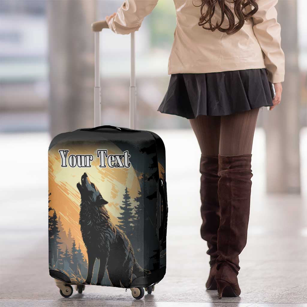 Personalized Estonia Luggage Cover Wolf Howling At The Moon - Wonder Print Shop
