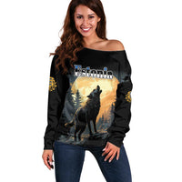 Personalized Estonia Off Shoulder Sweater Wolf Howling At The Moon - Wonder Print Shop