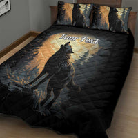 Personalized Estonia Quilt Bed Set Wolf Howling At The Moon - Wonder Print Shop