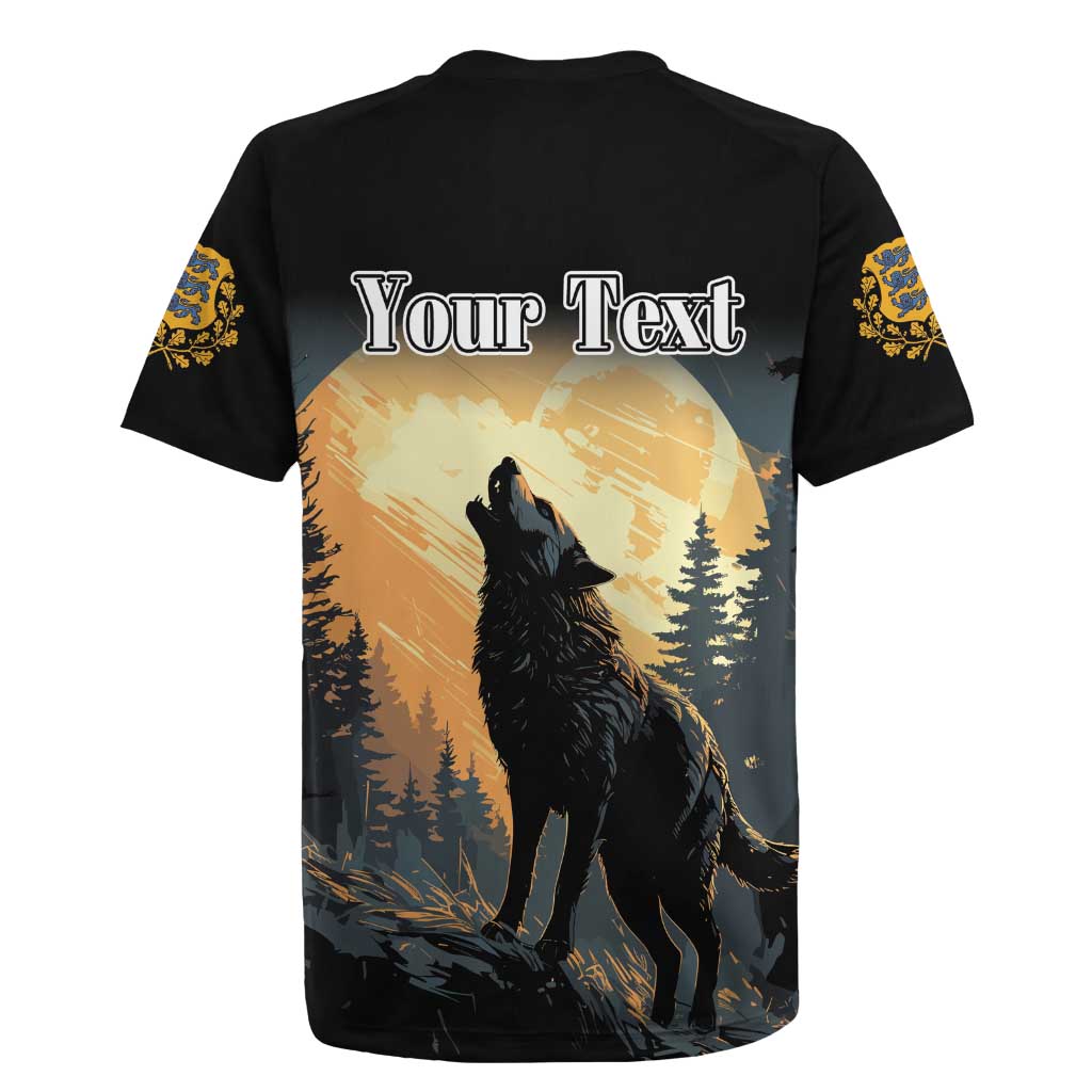 Personalized Estonia Rugby Jersey Wolf Howling At The Moon - Wonder Print Shop