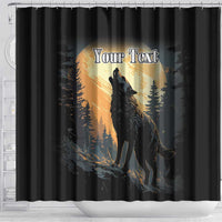 Personalized Estonia Shower Curtain Wolf Howling At The Moon