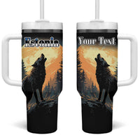 Personalized Estonia Tumbler With Handle Wolf Howling At The Moon - Wonder Print Shop