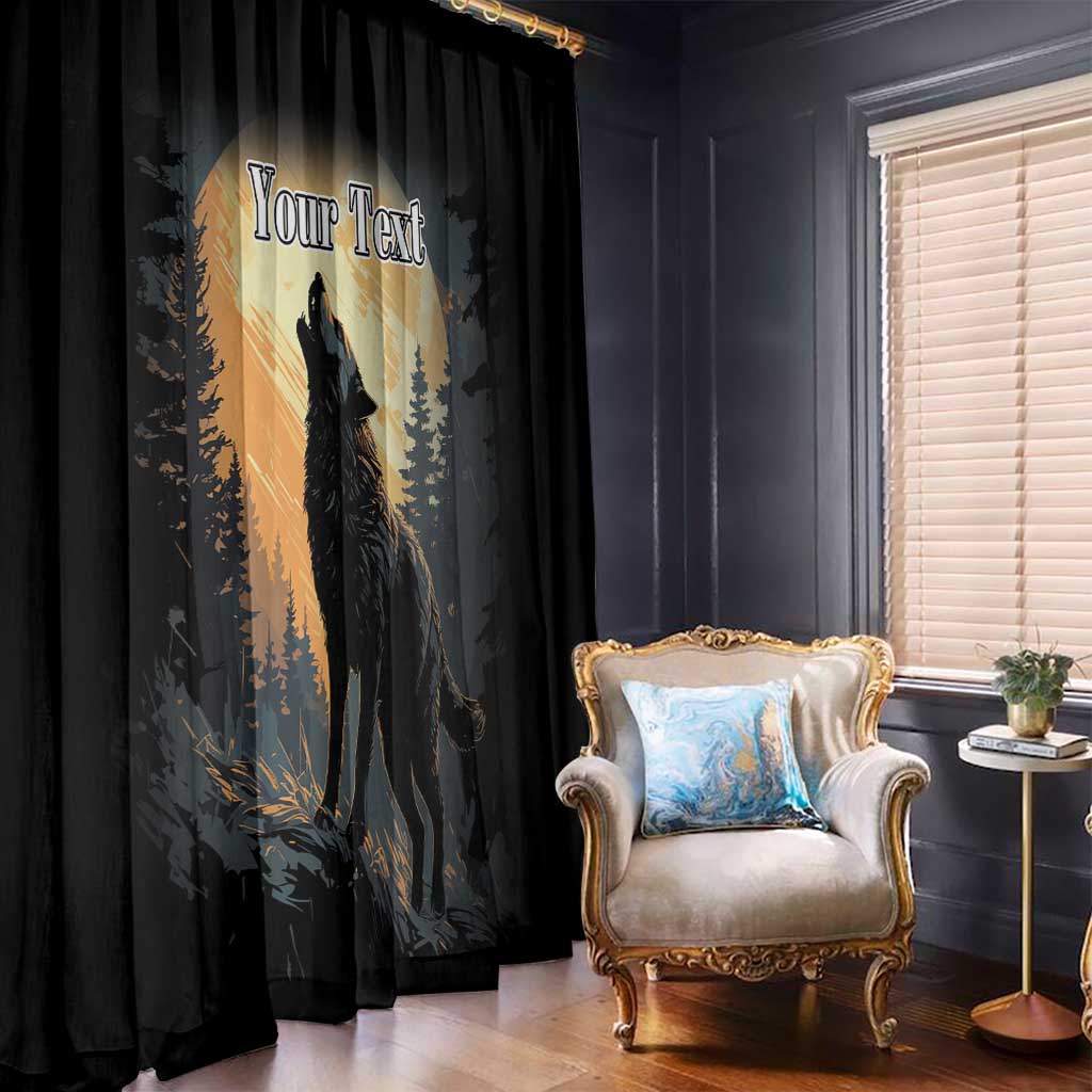 Personalized Estonia Window Curtain Wolf Howling At The Moon - Wonder Print Shop