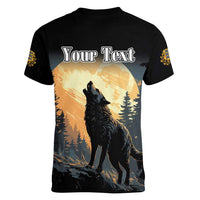 Personalized Estonia Women V-Neck T-Shirt Wolf Howling At The Moon - Wonder Print Shop
