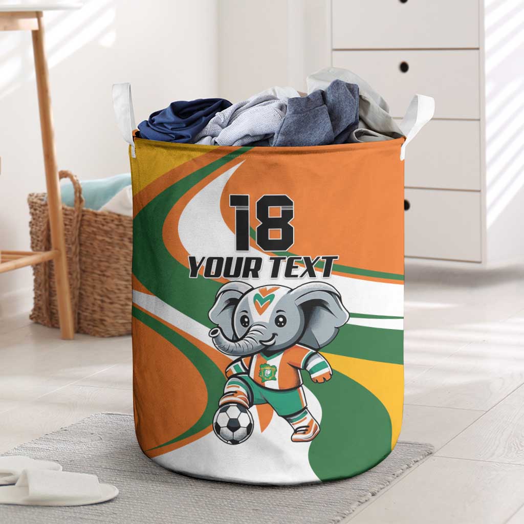 Custom Ivory Coast Football Laundry Basket Les Elephants Mascot - Wonder Print Shop