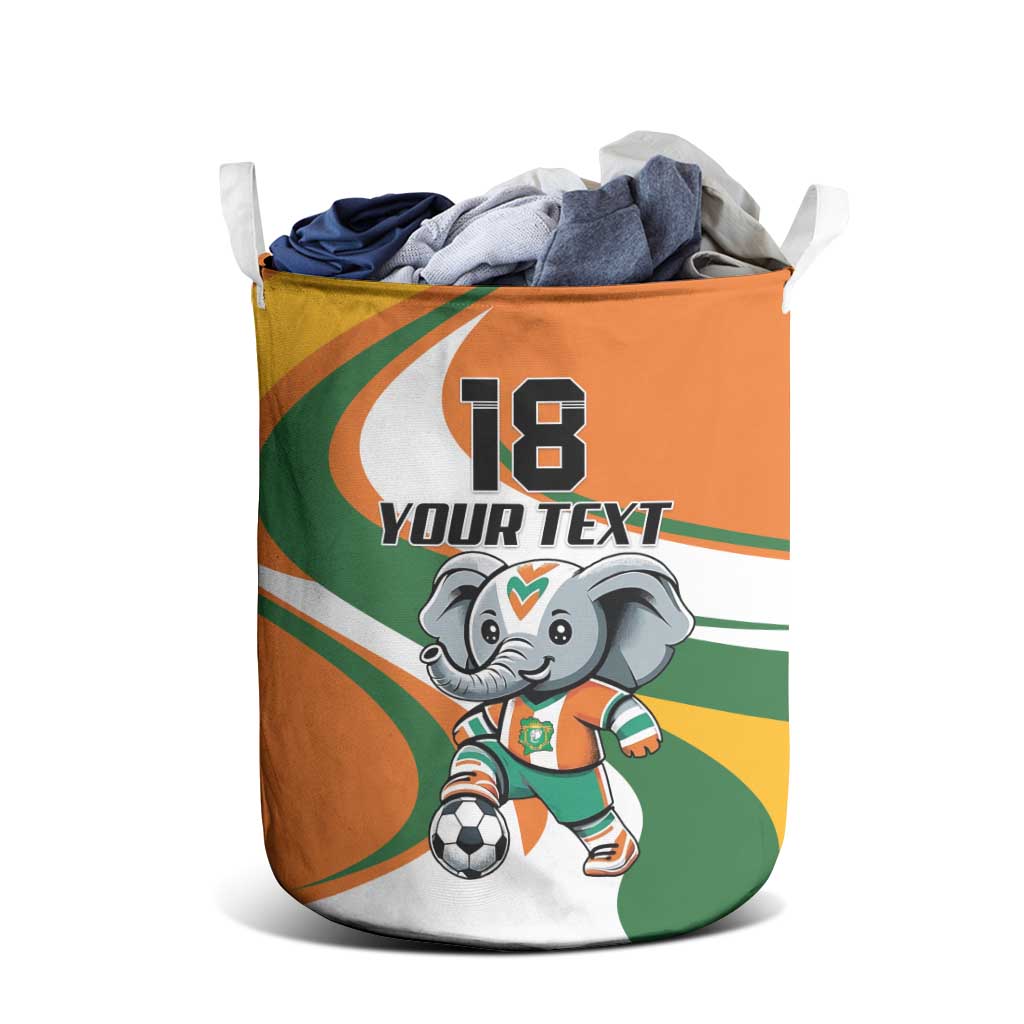 Custom Ivory Coast Football Laundry Basket Les Elephants Mascot - Wonder Print Shop
